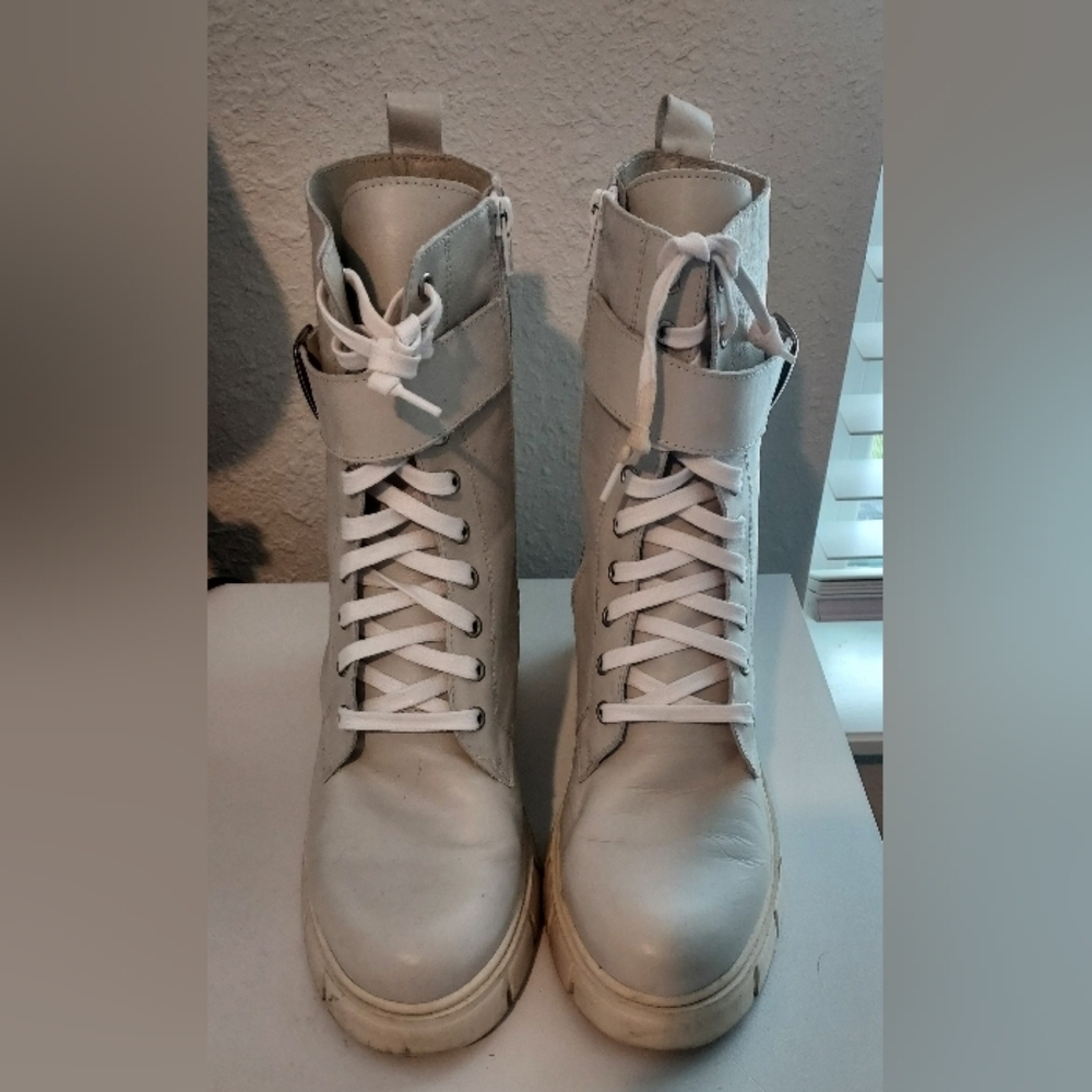 Helene Rouge Pastel Green Chunky Platform Combat Boots Size 9.5 Lug Sole Y2K